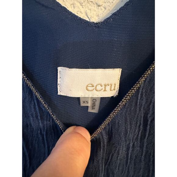 Ecru Crinkle Soft Blue Midi Dress - Size XS - Picture 2 of 2